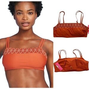Xhilaration Smocked Bralette Bikini Top Burnt Orange Size Large